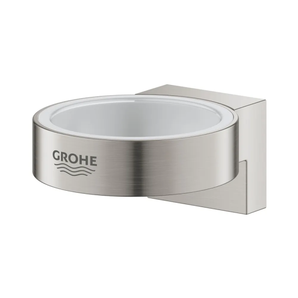 Grohe Selection holder, model 41027DC0, for glass or soap dispensers, stainless steel look, wall-mountable