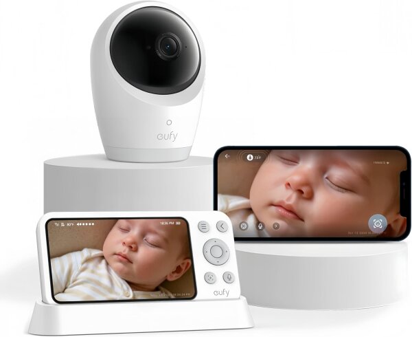 eufy Babyphone E21, 4K UHD, 5"-Display, WLAN/Offline, App & Monitor, Schwenk/Neigen, 8x Zoom, Akku-Kamera