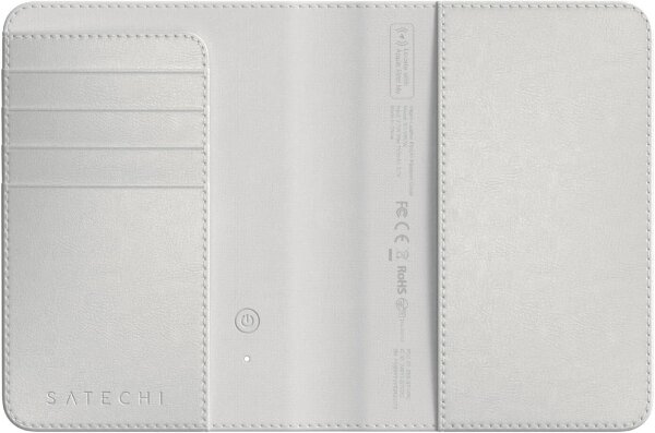 Satechi ST-VPCW Schutzhülle für Apple „Find My Passport“, 4 Kartenfächer, kabelloses Laden, RFID-Schutz, PU, beige
