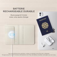 Satechi ST-VPCW Schutzhülle für Apple „Find My Passport“, 4 Kartenfächer, kabelloses Laden, RFID-Schutz, PU, beige