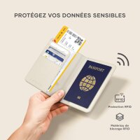 Satechi ST-VPCW Schutzhülle für Apple „Find My Passport“, 4 Kartenfächer, kabelloses Laden, RFID-Schutz, PU, beige