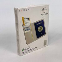 Satechi ST-VPCW Schutzhülle für Apple „Find My Passport“, 4 Kartenfächer, kabelloses Laden, RFID-Schutz, PU, beige