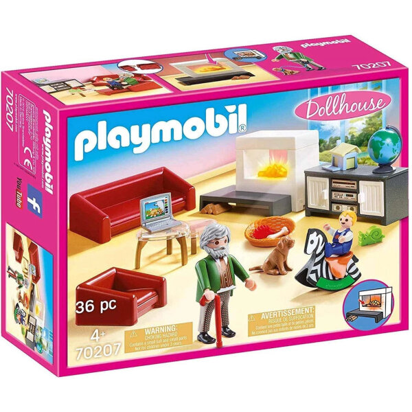 PLAYMOBIL Dollhouse 70207 Living Room, with light effect, detailed dollhouse accessories, ages 4+