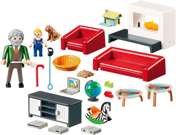 PLAYMOBIL Dollhouse 70207 Living Room, with light effect, detailed dollhouse accessories, ages 4+