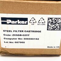 Parker ZCSSB-025T Stahlfilterpatrone, langlebig, hohe Filtrationsleistung, einfache Installation