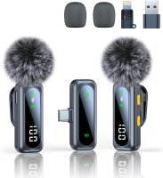 Wireless mini microphone with LED display, noise...