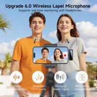 Wireless mini microphone with LED display, noise cancellation, battery indicator, compatible with iPhone & USB-C, ideal for vlogging & TikTok