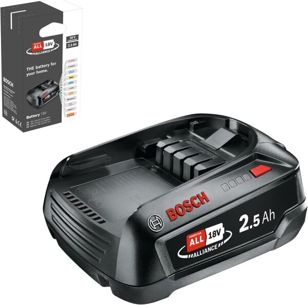 Bosch replacement battery PBA 18V 2.5Ah, lithium-ion, high capacity, compatible with 18V Power for All devices