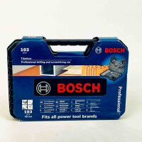 Bosch Titanium Pro 2608594070, 103-piece bit and drill set, versatile, for wood, metal, stone, with robust case