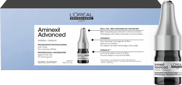 LOréal Aminexil Omega Advanced Roll-on (44Z30A), scalp care, 42 x 6 ml, anti-hair loss, stimulating