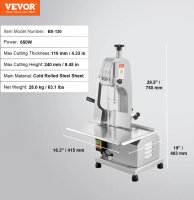 VEVOR electric meat band saw 650W, table bone saw, 315x460mm workbench, frozen meat and bone cutter for beef and pork
