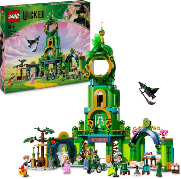 LEGO 75684 Wicked Welcome to Emerald City, Playset with Tower, Glinda & Elphaba Mini Dolls, Creative Gift for Children Ages 9 and Up
