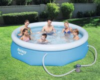Bestway Fast Set Pool 305x76 cm, round pool with filter pump, above-ground pool, self-assembling, blue