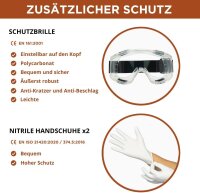 RHINO Smart Solutions A1P2 respirator, gas mask for painting, grinding, fine dust, including filter, safety goggles, and gloves