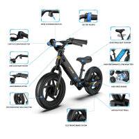 YBIKE 12-inch electric balance bike, adjustable seat, training vehicle for children 3-5 years old, suitable for boys & girls