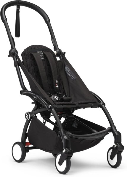 Stokke YOYO3 frame black, stroller frame, 5-point harness, adjustable backrest, sun canopy extension, padded straps