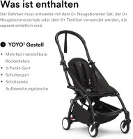 Stokke YOYO3 frame black, stroller frame, 5-point harness, adjustable backrest, sun canopy extension, padded straps