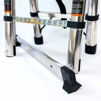 3.8 m telescopic ladder, extendable 1.9 m + 1.9 m, folding ladder, 150 kg load capacity, multi-purpose ladder for house, attic, garden, with scratches