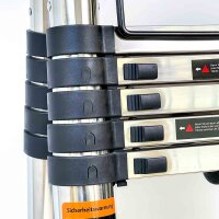 3.8 m telescopic ladder, extendable 1.9 m + 1.9 m, folding ladder, 150 kg load capacity, multi-purpose ladder for house, attic, garden, with scratches