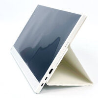 Portable 15.6 inch monitor, white, versatile input voltage 5V-12V, compact and mobile