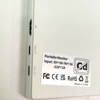 Portable 15.6 inch monitor, white, versatile input voltage 5V-12V, compact and mobile
