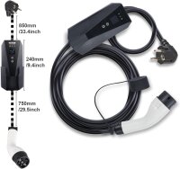 VEVOR EV-B06-EU003B Portable 3.68 kW EV charger with LCD, Type 2 cable, 16A, 1-phase, IP66 waterproof, 8.6m cable