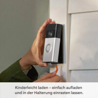 Ring Video Doorbell with Camera, Wireless, Satin Nickel, Battery Operated, HD Video, Night Vision, Two-Way Audio