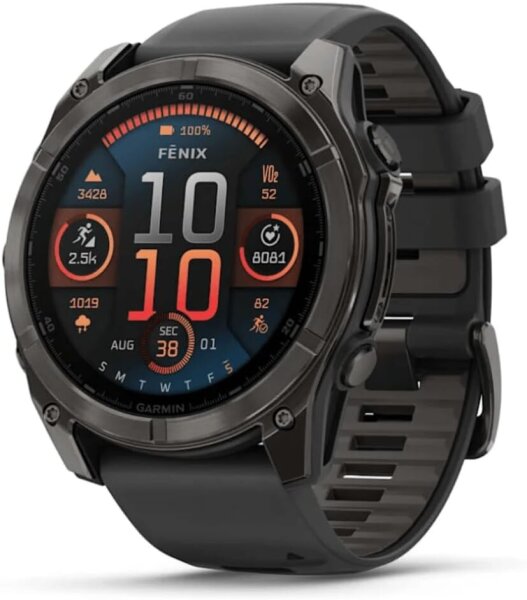 Garmin Fēnix 8 010-02905-21 Unisex Smartwatch 51mm AMOLED Sapphire GPS Schwarz-Carbongrau Titan DLC