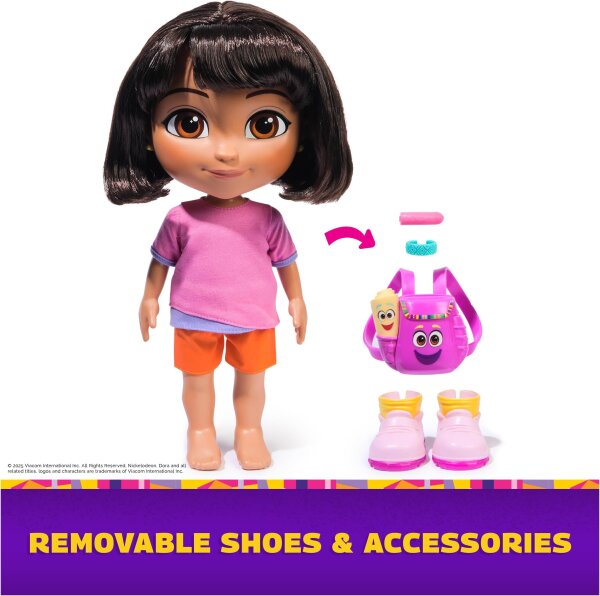 Spin Master Dora Sing & Explore Doll with Music, Sound Effects, Bilingual Phrases, Clothes and Accessories, Toy for Ages 3 and Up