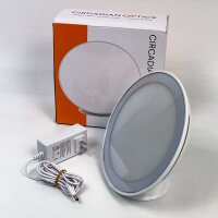 Circadian Optics desk lamp with 10,000 LUX UV-free full-spectrum LED, 3 brightness levels, large light panel, white, US plug 100-240VAC