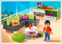 PLAYMOBIL 5584 City Life Living Room Modern Living Luxury Villa Playset with Furniture and Accessories