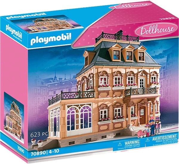 Playmobil 70890 Nostalgisches Großes Puppenhaus mit Möbeln und Zubehör, detailreiches Dollhouse für Kinder