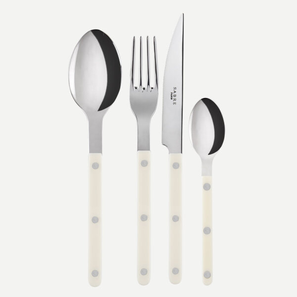 SABRE PARIS Bistrot 24-piece cutlery set made of stainless steel & nylon, dishwasher safe, ivory, high-gloss lacquer