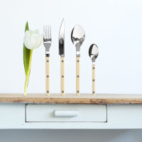 SABRE PARIS Bistrot 24-piece cutlery set made of stainless steel & nylon, dishwasher safe, ivory, high-gloss lacquer