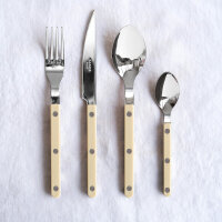 SABRE PARIS Bistrot 24-piece cutlery set made of stainless steel & nylon, dishwasher safe, ivory, high-gloss lacquer