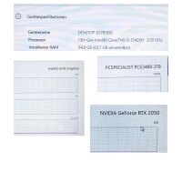 PCSpecialist PCS3480 Notebook, 13th Gen Intel Core i5, 64GB RAM, 2TB SSD, RTX 2050, UHD Graphics, 15,6" Schwarz