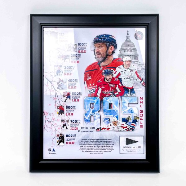 Alexander Ovechkin Limited Edition framed collage (41x34 cm), Washington Capitals, 895th goal, collectors item