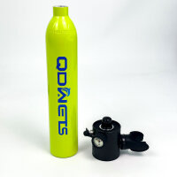 QDWETS Mini-Tauchflasche 0,5L, nachfüllbar, 5-10 Min Tauchzeit, grün/gelb, Set