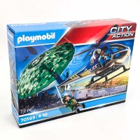 Playmobil 70569 City Action Polizeihubschrauber mit Fallschirmjagd-Spielset, detailreich und actionreich