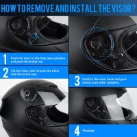 Favoto ST-22 Motorcycle Helmet Size M (57-58cm), Full Face Helmet with Full Visor, Breathable, Black, for Adults, Men & Women