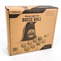GoSports Boccia Ball Set 85mm, 8 Bälle, Pallino, Etui und Messseil, Leuchtfunktion