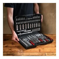 STIER Steckschlüssel-Satz 179-teilig mit 1/4, 3/8 und 1/2 Zoll Antrieb, vielseitiges Werkzeugset