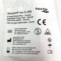Aqua free Baclyser neo S (4M) Einweg Duschsterilfilter mit Hohlfasermembran, hoher Durchfluss, nutzbar bis 12.12.2027