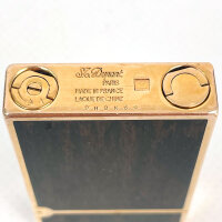 S.T. Dupont lighter, model brown Chinese lacquer, brown/gold, with original box, elegant design