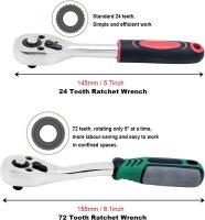 53-teiliges 1/4 Zoll Steckschlüssel-Set mit Bits, metrisch, Verlängerungsstange, Aufbewahrungskoffer für Auto und Haushalt