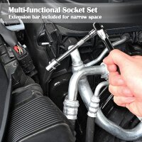 53-teiliges 1/4 Zoll Steckschlüssel-Set mit Bits, metrisch, Verlängerungsstange, Aufbewahrungskoffer für Auto und Haushalt