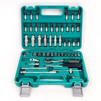 53-teiliges 1/4 Zoll Steckschlüssel-Set mit Bits, metrisch, Verlängerungsstange, Aufbewahrungskoffer für Auto und Haushalt