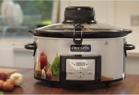 Crockpot AutoStir Digitaler Schongarer 5,7 L, Schwarz/Silber, automatische Rührfunktion, vielseitig einsetzbar