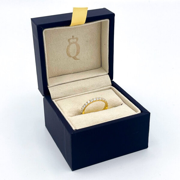 QueenSmith Goldring mit 14 Diamanten, Ringgröße 50, Innendurchmesser 15,9 mm, leicht zerkratzt