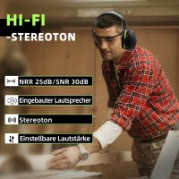 HOCAZOR HZ07 Bluetooth 5.3 Gehörschutz, geräuschunterdrückende Kopfhörer, NRR 25 dB, SNR 30 dB, grün, ideal für laute Umgebungen wie Rasenmähen und Holzarbeiten